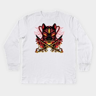 Masked Warrior of the Dual Blades Kids Long Sleeve T-Shirt